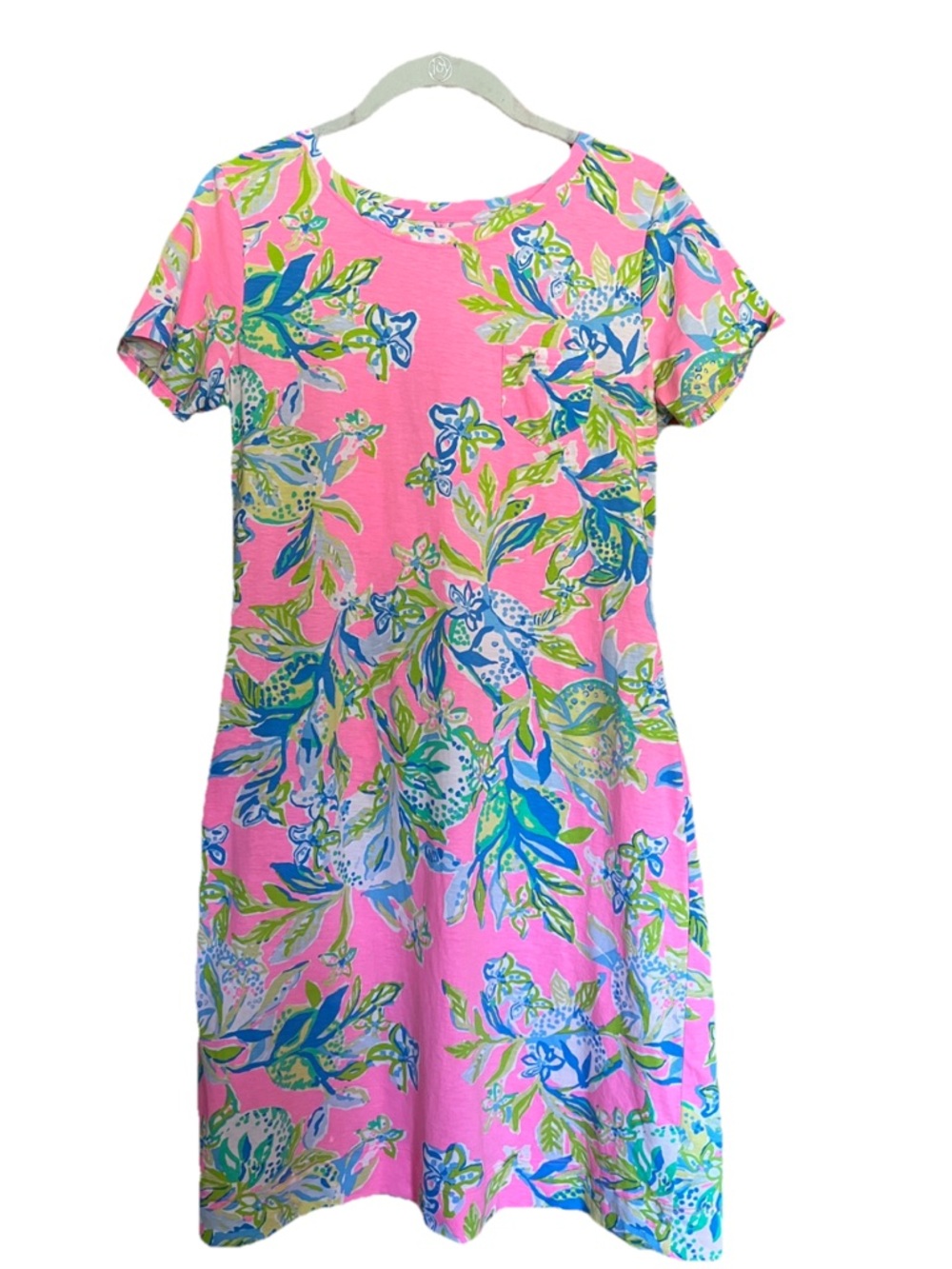 Lilly Pulitzer Small Declan Dress Squeeze The Day Pink Floral Puma Cotton - Picture 2 of 8